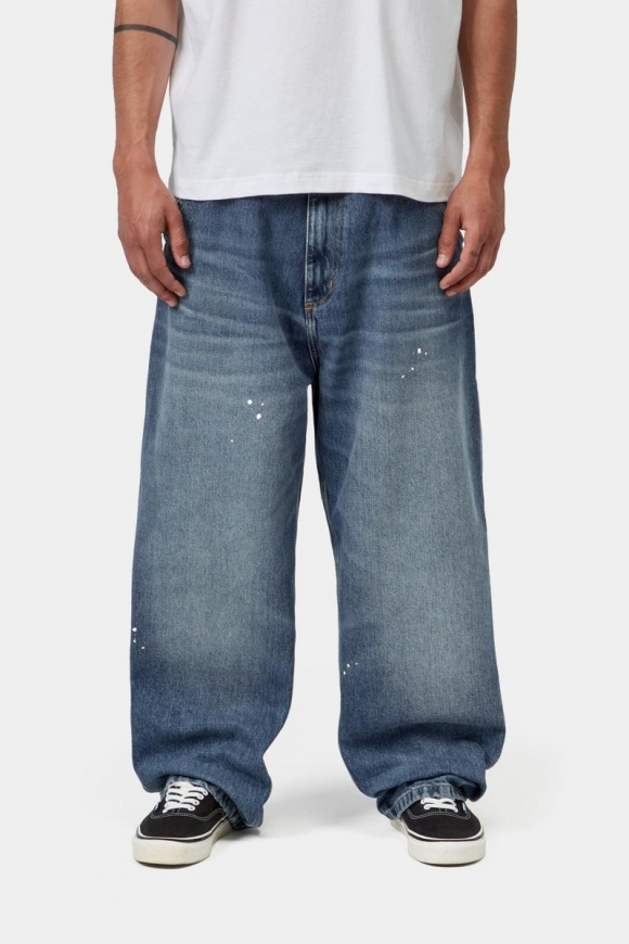 Carhartt OG Single Knee Pant - Blau, Zerstörerische Waschung, Spritzer Carhartt OG Single Knee Pant - Blau, Zerstörerische Waschung, Spritzer