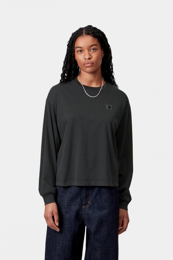 Carhartt L/S Nelson T-Shirt - Schwarz, stückgefärbt Carhartt L/S Nelson T-Shirt - Schwarz, stückgefärbt