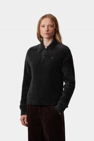 Carhartt L/S Maine Polo Sweater - Schwarz / Schwarz Carhartt L/S Maine Polo Sweater - Schwarz / Schwarz