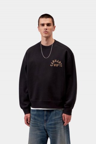 Carhartt Arch Script Sweat - Schwarz / Hamilton Brown, Stonewashed Carhartt Arch Script Sweat - Schwarz / Hamilton Brown, Stonewashed