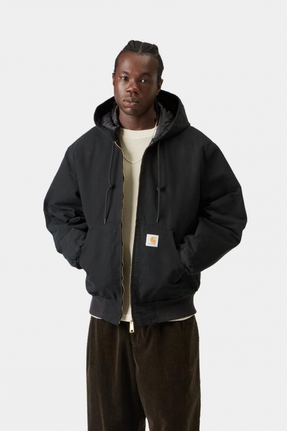 Carhartt OG Active Jacket - Schwarzes, steinernes Canvas Carhartt OG Active Jacket - Schwarzes, steinernes Canvas