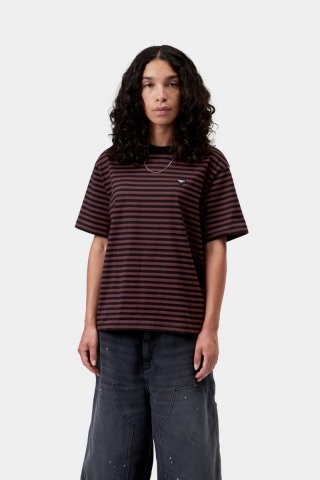 Carhartt S/S Essy T-Shirt - Essy Stripe, Schwarz / Amarone Carhartt S/S Essy T-Shirt - Essy Stripe, Schwarz / Amarone