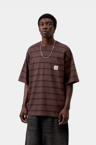 Carhartt S/S Cardona Pocket T-Shirt - Cardona-Streifen, Natur / Palisander, stückgefärbt Carhartt S/S Cardona Pocket T-Shirt - Cardona-Streifen, Natur / Palisander, stückgefärbt