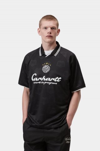 Carhartt S/S Terrace Football T-Shirt - Herzzug-Jacquard, Schwarz