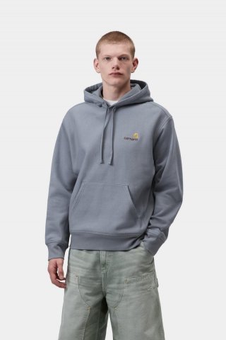 Carhartt Hooded American Script Sweatshirt - Schattiges Blau Carhartt Hooded American Script Sweatshirt - Schattiges Blau