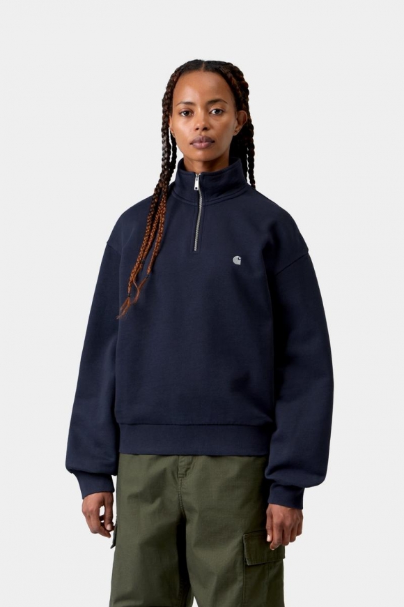 Carhartt Casey High Neck Sweatshirt - Dunkles Marineblau / Silber Carhartt Casey High Neck Sweatshirt - Dunkles Marineblau / Silber