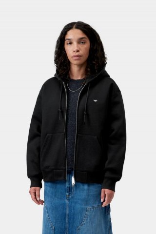 Carhartt Hooded Small Heart Patch Jacket - Schwarz / Schwarz Carhartt Hooded Small Heart Patch Jacket - Schwarz / Schwarz