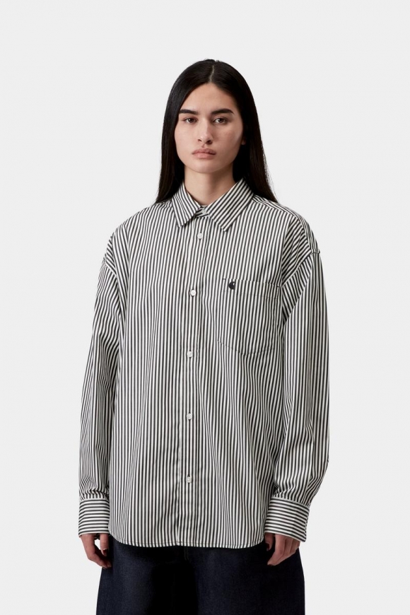 Carhartt W‘ L/S Daldry Shirt - Daldry Stripe, Schwarz / Wachs Carhartt W‘ L/S Daldry Shirt - Daldry Stripe, Schwarz / Wachs