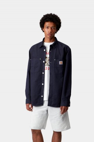 Carhartt Walter Shirt Jac - Dunkles Marineblau, stückgefärbt Carhartt Walter Shirt Jac - Dunkles Marineblau, stückgefärbt