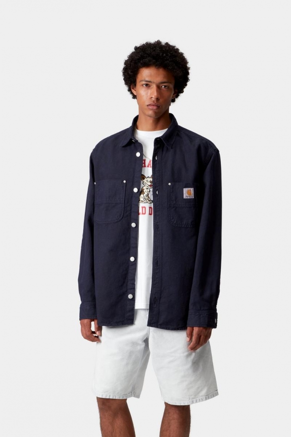 Carhartt Walter Shirt Jac - Dunkles Marineblau, stückgefärbt