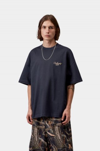 Carhartt S/S Signature Script T-Shirt - Dunkles Marineblau / WIP Dusty H Carhartt S/S Signature Script T-Shirt - Dunkles Marineblau / WIP Dusty H