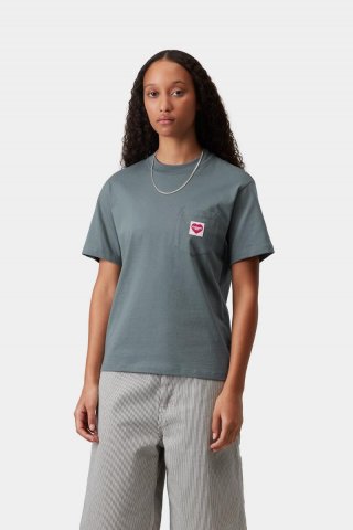 Carhartt S/S Pocket Heart T-Shirt - Gemütliches Blau / Rot Carhartt S/S Pocket Heart T-Shirt - Gemütliches Blau / Rot