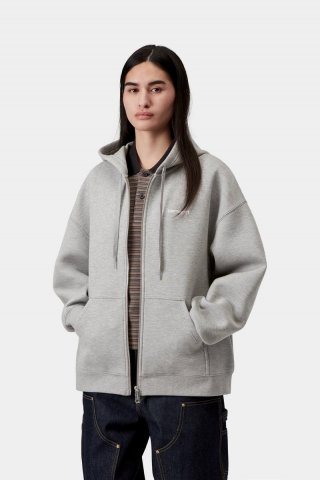 Carhartt Hooded Alda Jacket - Grau meliert / Weiß Carhartt Hooded Alda Jacket - Grau meliert / Weiß
