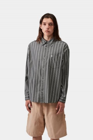 Carhartt L/S Beale Shirt - Beale-Streifen, Schwarz / Weiß Carhartt L/S Beale Shirt - Beale-Streifen, Schwarz / Weiß