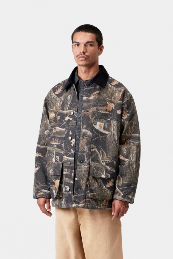 Carhartt Lander Coat - Camo Feather Tree, Schwarz / Schwarz, Stonewashed Carhartt Lander Coat - Camo Feather Tree, Schwarz / Schwarz, Stonewashed
