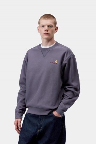 Carhartt American Script Sweatshirt - Schattiges Lila Carhartt American Script Sweatshirt - Schattiges Lila