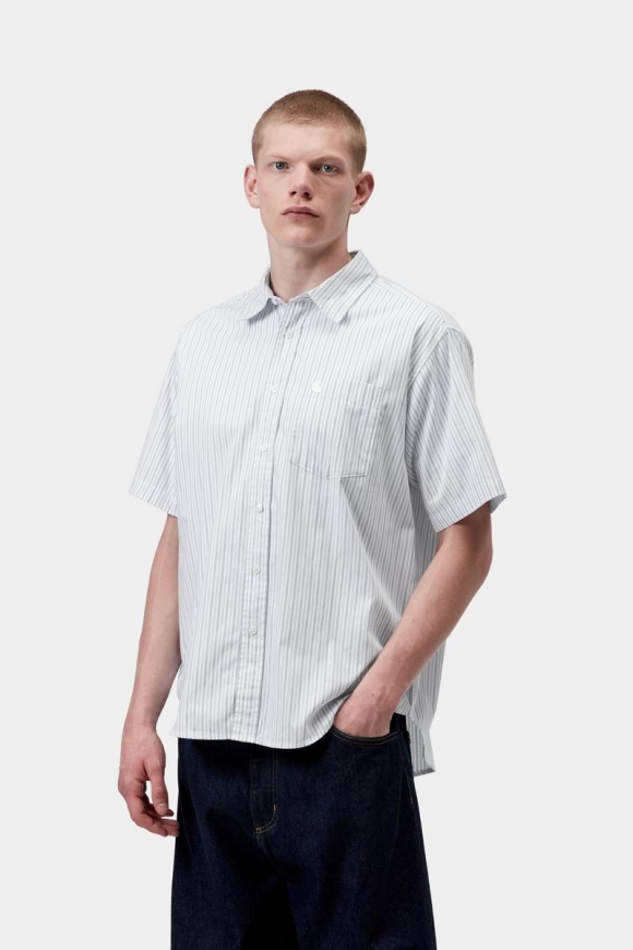 Carhartt S/S Keene Shirt - Keene Stripe, Weiß Carhartt S/S Keene Shirt - Keene Stripe, Weiß