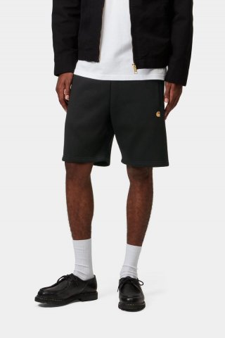 Carhartt Chase Sweat Short - Schwarz / Gold Carhartt Chase Sweat Short - Schwarz / Gold
