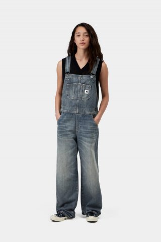 Carhartt Bib Overall Straight - Blau, getragene Gebrauchtwäsche