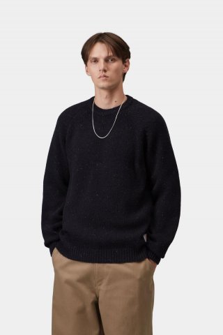 Carhartt Anglistic Sweater - Gesprenkeltes dunkles Marineblau Carhartt Anglistic Sweater - Gesprenkeltes dunkles Marineblau