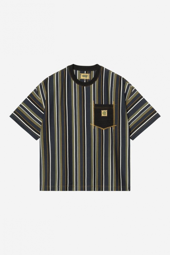 Carhartt WIP x Nicholas Daley Stripes T-Shirt - ND-Streifen, Blau Carhartt WIP x Nicholas Daley Stripes T-Shirt - ND-Streifen, Blau