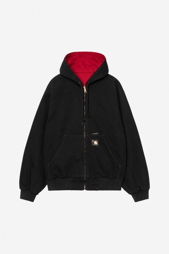 Carhartt OG Active Jacket 50th Anniversary Edition Canvas - Schwarz / USA-Rot, gespült Carhartt OG Active Jacket 50th Anniversary Edition Canvas - Schwarz / USA-Rot, gespült