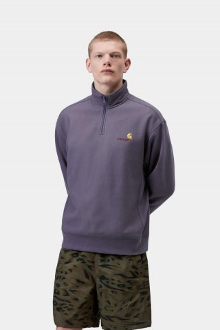 Carhartt Half Zip American Script Sweatshirt - Schattiges Lila Carhartt Half Zip American Script Sweatshirt - Schattiges Lila