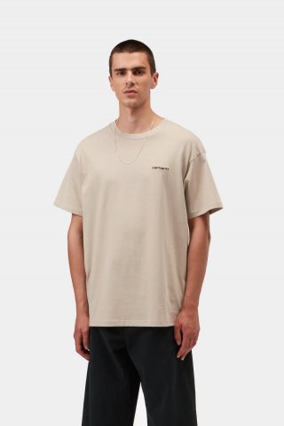 Carhartt S/S Script Embroidery T-Shirt - Fleur De Sel / Schwarz Carhartt S/S Script Embroidery T-Shirt - Fleur De Sel / Schwarz