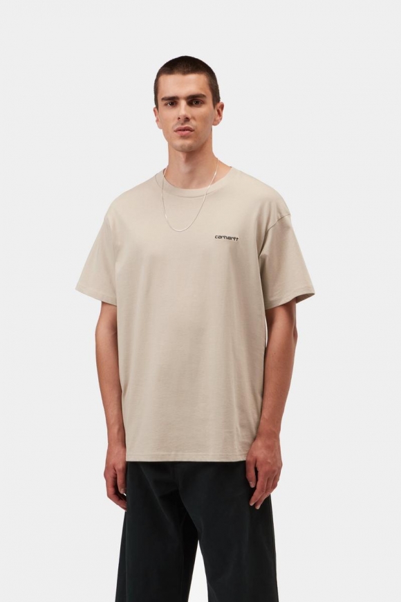 Carhartt S/S Script Embroidery T-Shirt - Fleur De Sel / Schwarz Carhartt S/S Script Embroidery T-Shirt - Fleur De Sel / Schwarz