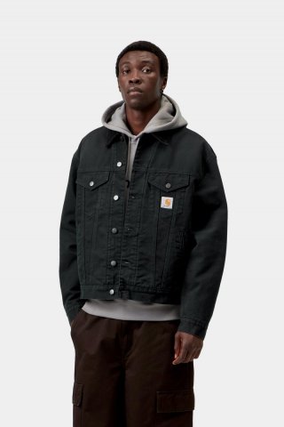 Carhartt OG Trucker Jacket - Schwarz / Schwarz, Steinleinwand