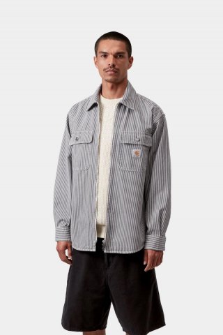 Carhartt Mercer Shirt Jac - Mercer Stripe, Graphit/Wachs, Stonewashed Carhartt Mercer Shirt Jac - Mercer Stripe, Graphit/Wachs, Stonewashed