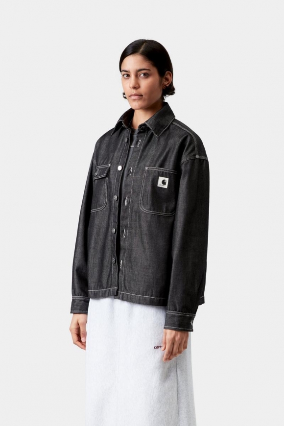 Carhartt Louis Shirt Jac - Schwarz, starr Carhartt Louis Shirt Jac - Schwarz, starr