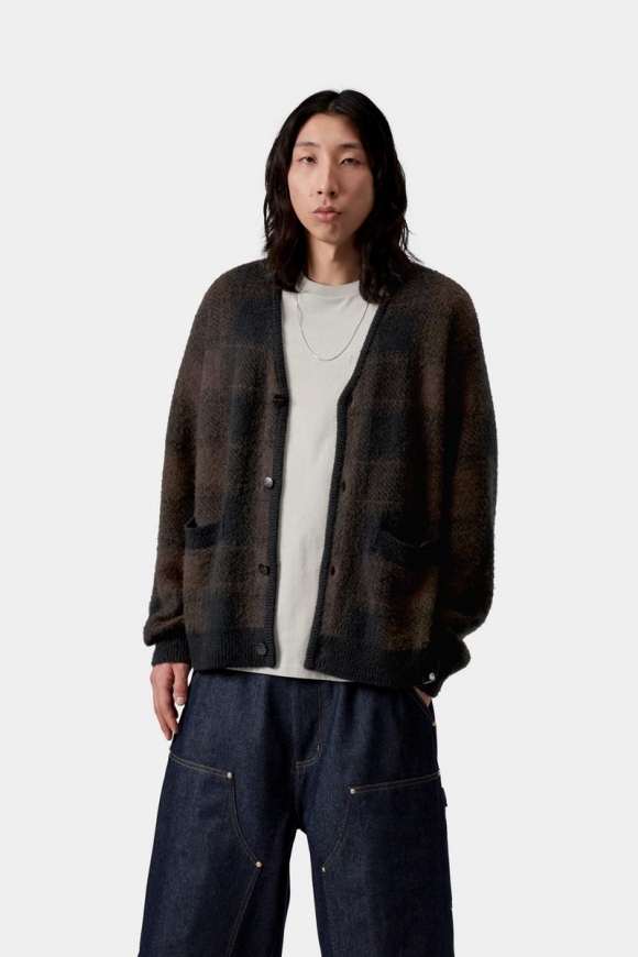 Carhartt Everson Cardigan - Everson Jacquard, Schwarz / Palisander Carhartt Everson Cardigan - Everson Jacquard, Schwarz / Palisander