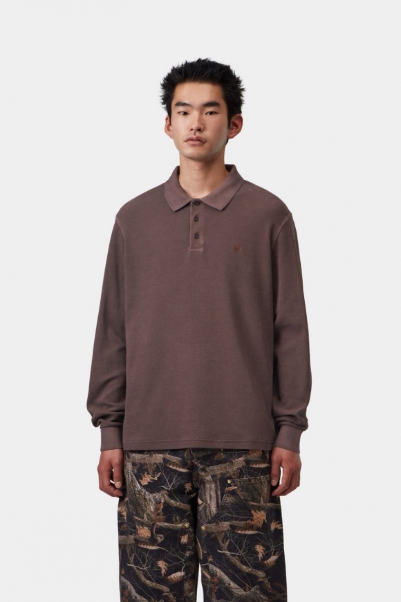 Carhartt L/S Waffle Rugby Shirt - Palisander, stückgefärbt Carhartt L/S Waffle Rugby Shirt - Palisander, stückgefärbt