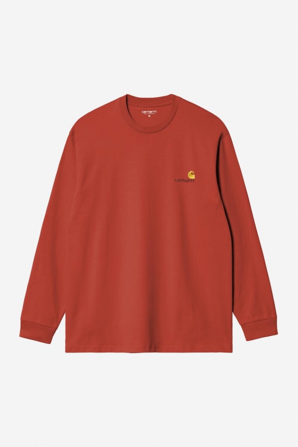 Carhartt L/S American Script T-Shirt - Oxidrot Carhartt L/S American Script T-Shirt - Oxidrot