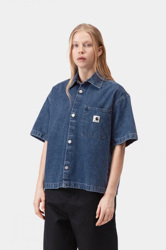 Carhartt S/S Lovilia Shirt - Blau, Stonewashed Carhartt S/S Lovilia Shirt - Blau, Stonewashed