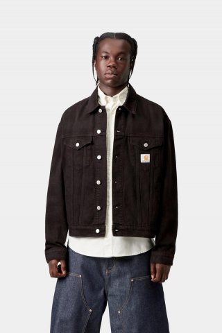 Carhartt Everson Trucker Jacket - Everson-Druck, Schwarz / Palisander, stückgefärbt Carhartt Everson Trucker Jacket - Everson-Druck, Schwarz / Palisander, stückgefärbt