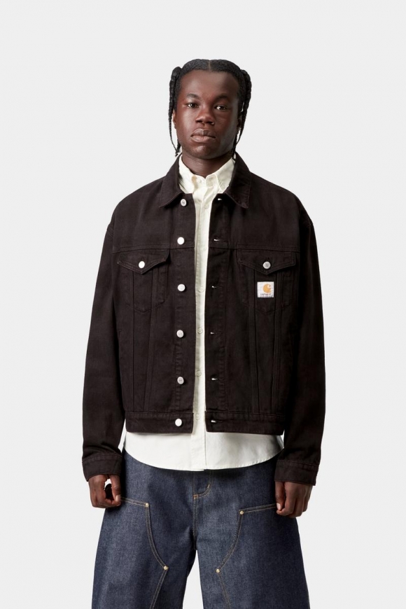Carhartt Everson Trucker Jacket - Everson-Druck, Schwarz / Palisander, stückgefärbt Carhartt Everson Trucker Jacket - Everson-Druck, Schwarz / Palisander, stückgefärbt