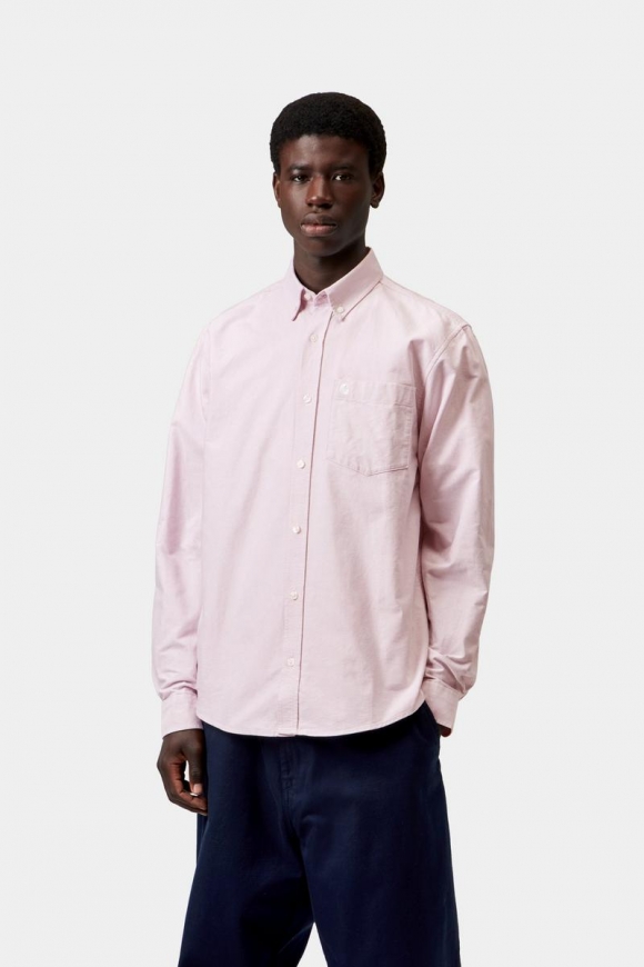 Carhartt L/S C-Logo Shirt - Hortensie / Weiß Carhartt L/S C-Logo Shirt - Hortensie / Weiß