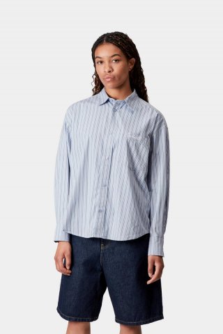 Carhartt L/S Grimsby Shirt - Grimsby-Streifen, blauer Nebel