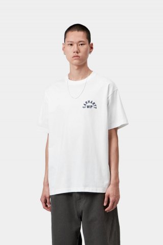 Carhartt S/S Arch Script T-Shirt - Weiß / Dunkles Marineblau Carhartt S/S Arch Script T-Shirt - Weiß / Dunkles Marineblau