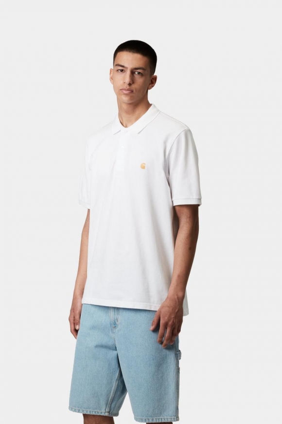 Carhartt S/S Chase Pique Polo - Weiß / Gold Carhartt S/S Chase Pique Polo - Weiß / Gold