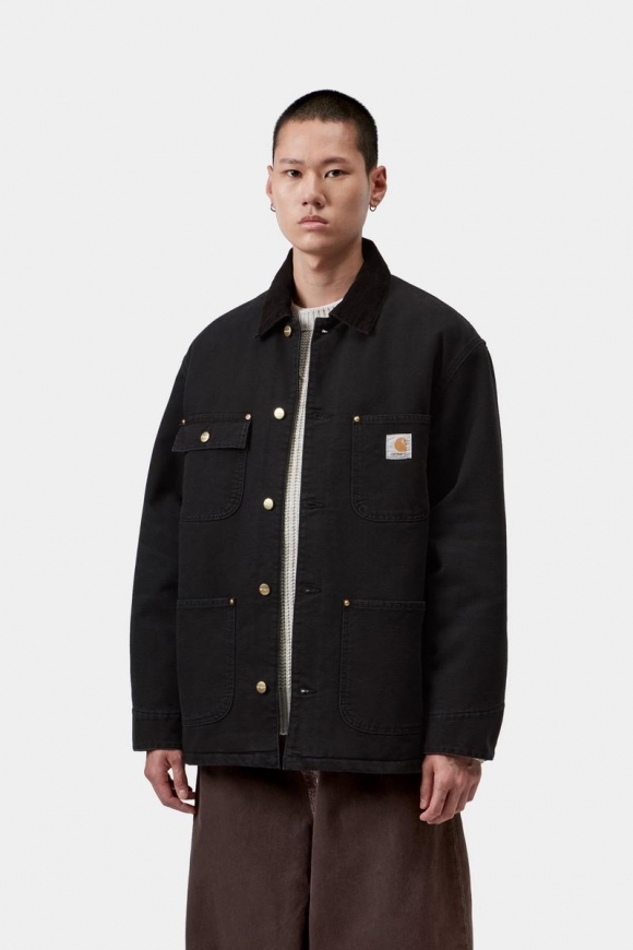 Carhartt OG Chore Coat - Schwarz / Schwarz, Steinleinwand