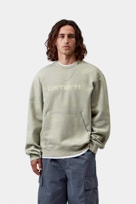 Carhartt Painter Sweatshirt - Shady Green, Destroy Wash, Splatter Carhartt Painter Sweatshirt - Shady Green, Destroy Wash, Splatter