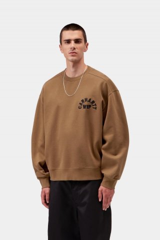 Carhartt Arch Script Sweat - WIP H Braun / Schwarz, Stonewashed Carhartt Arch Script Sweat - WIP H Braun / Schwarz, Stonewashed