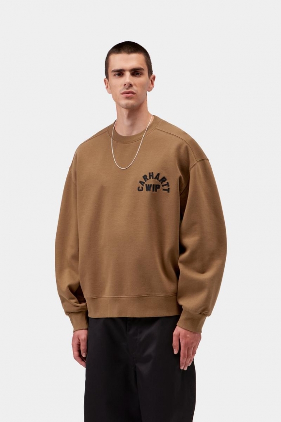 Carhartt Arch Script Sweat - WIP H Braun / Schwarz, Stonewashed Carhartt Arch Script Sweat - WIP H Braun / Schwarz, Stonewashed