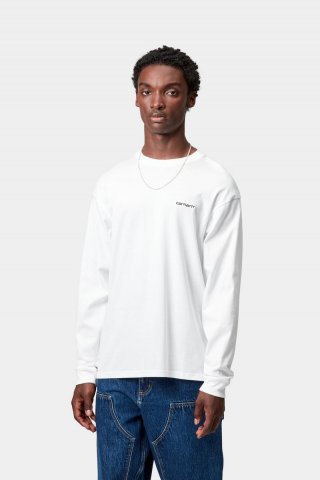 Carhartt L/S Script Embroidery T-Shirt - Weiß / Schwarz Carhartt L/S Script Embroidery T-Shirt - Weiß / Schwarz