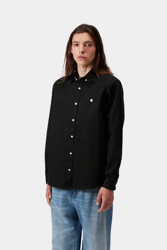 Carhartt L/S Madison Shirt - Schwarz / Weiß Carhartt L/S Madison Shirt - Schwarz / Weiß