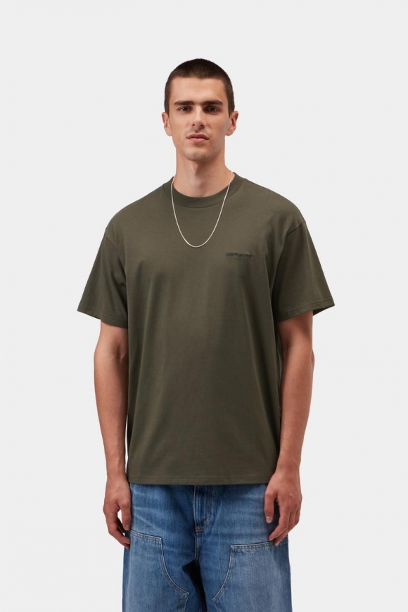 Carhartt S/S Script Embroidery T-Shirt - Zypresse / Schwarz
