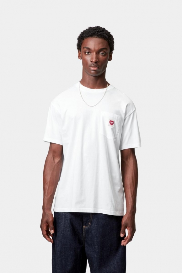 Carhartt S/S Pocket Heart T-Shirt - Weiß / Rot